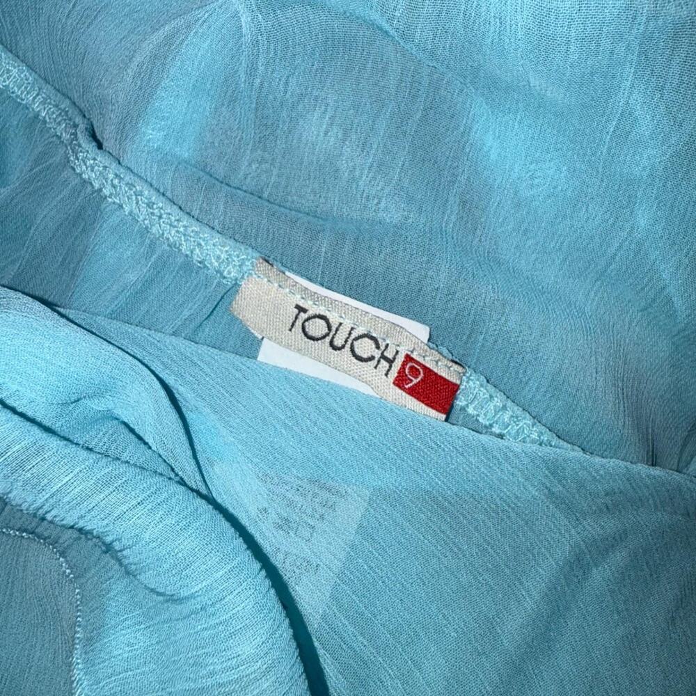 Blue Sheer Ruffled Top M - Picture 5 of 5